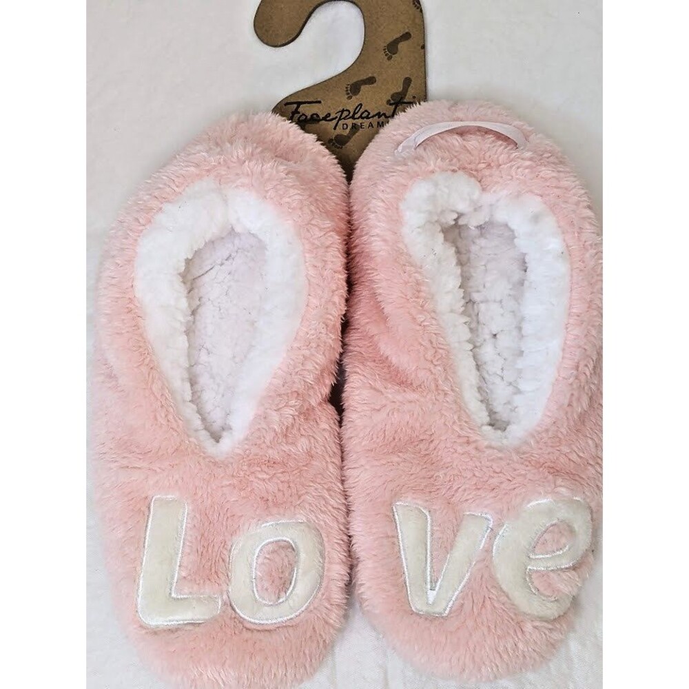 Footsies Slippers Women Size 7/8 M Faceplant Dreams Pink White